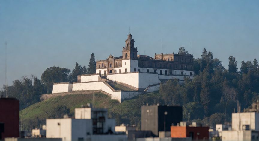 qué pasó el 5 de mayo de 1862, Vista del Castillo de Chapultepec en la Ciudad de México