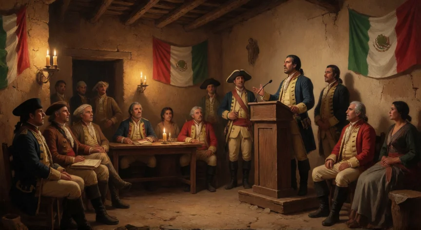 Recreación del Congreso de Chilpancingo en 1811 donde se declaró la independencia de México