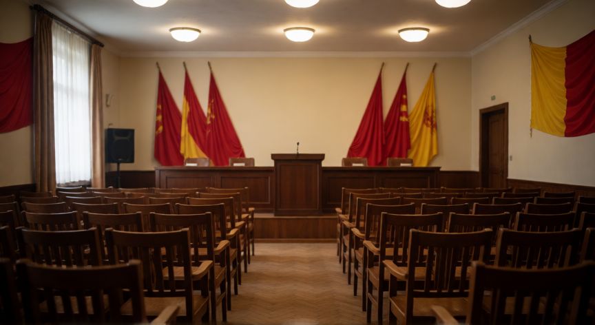 que paso entre baena y valverde, Sala de congresos del sindicato vacía tras una sesión de debate interno