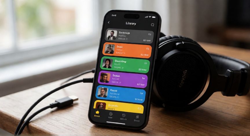 que paso jobbydj, Vista cercana de la interfaz de JobbyDJ en un teléfono con metadatos musicales visibles