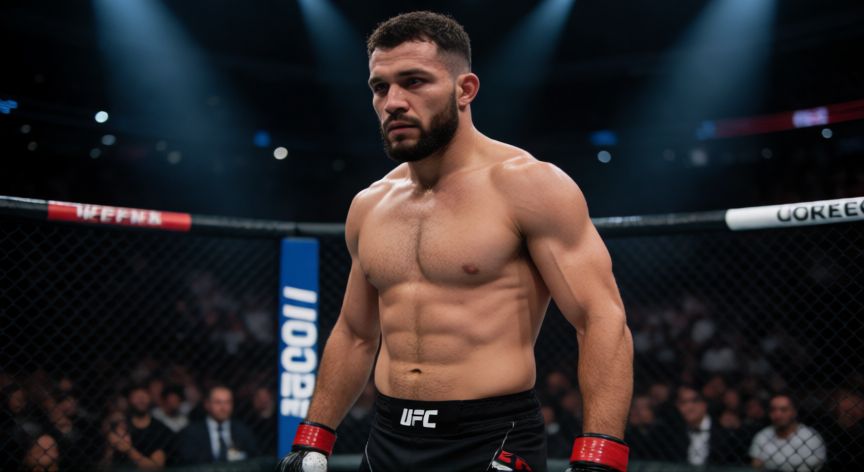 que paso kaos fight night, Peleador de MMA en el octágono con iluminación dramática