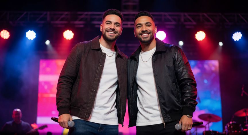 que paso karol g y feid, Karol G y Feid posando juntos en un escenario de concierto