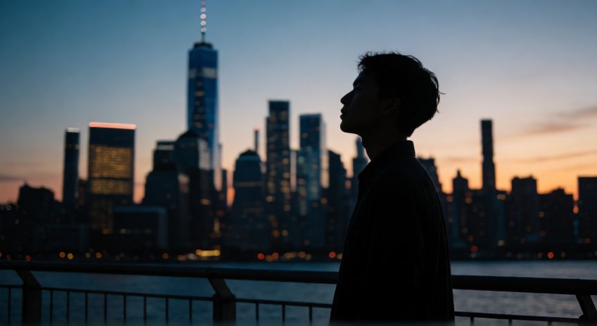 que paso la bella luz, Persona reflexionando frente a la ciudad en el caso de Bella Luz