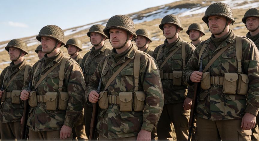 que paso malvinas, Soldados británicos en el campo de batalla durante la guerra de las Malvinas