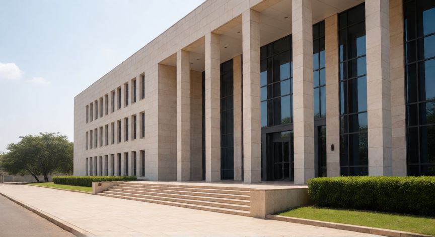 que paso marruecos senegal, Edificio gubernamental en África representando la cooperación estatal