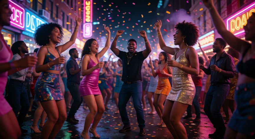 que paso te asustaste cancion, Multitud bailando y cantando en la calle celebrando el éxito viral de la canción Que Paso Te Asustaste