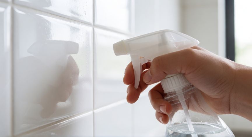 que producto es mejor para limpiar azulejos, Limpieza de azulejos de cocina con limpiador en spray
