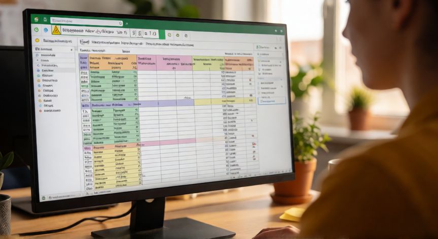 que significa formula incoherente en excel, Pantalla de Excel mostrando un aviso de fórmula incoherente en la barra de fórmulas