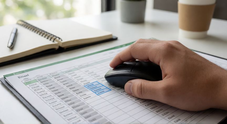 que significa la formula omite celdas adyacentes, Selección en Excel mostrando cómo se omiten las celdas adyacentes durante una búsqueda
