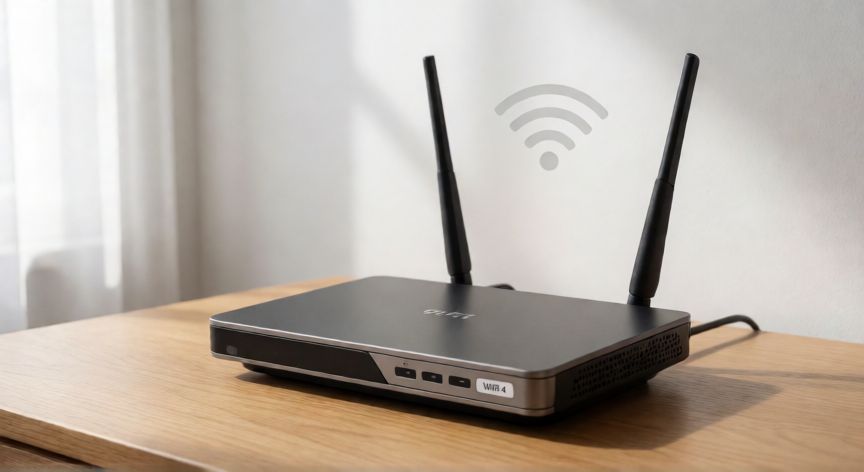 que significa tecnología wifi 4, Router con antenas conectando dispositivos de forma inalámbrica