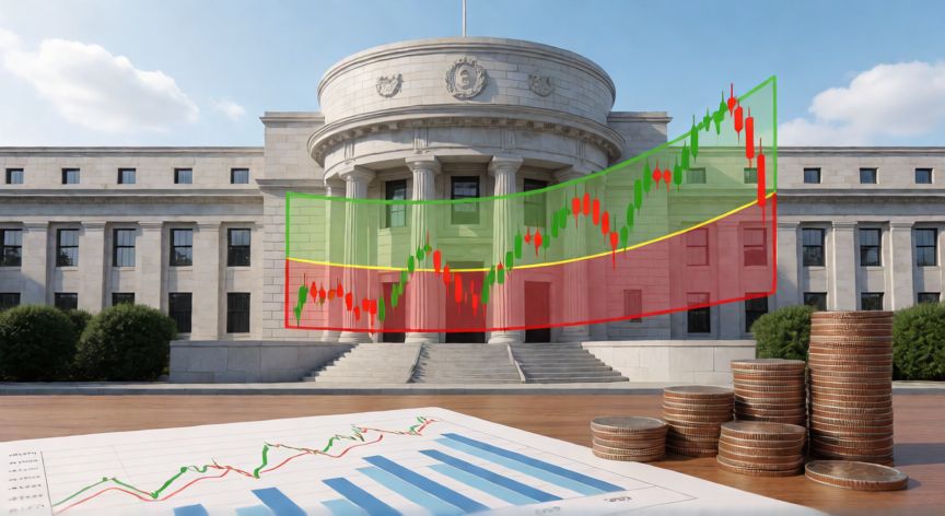 que son bandas cambiarias, Ilustración de bandas cambiarias con gráfico de tipo de cambio y banco central