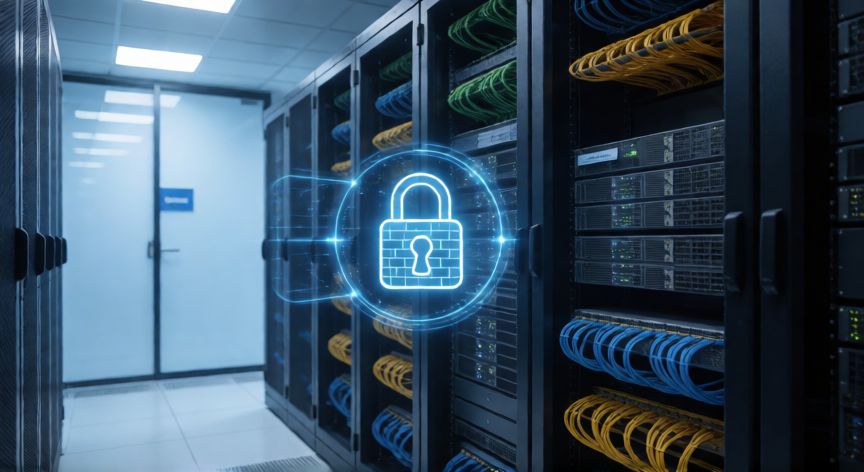 qué tecnología ayuda en la ciberseguridad, Servidores protegidos con concepto visual de cifrado de datos