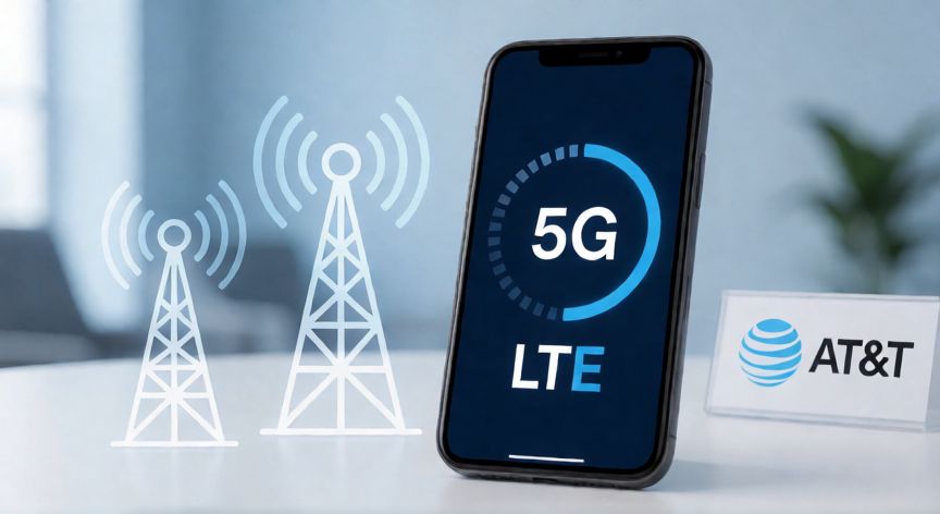 que tecnología de red ofrece at&t, Tecnologías de red móvil de AT&T como 5G y 4G LTE en un smartphone moderno