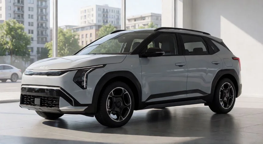 Kia eléctrico en un concesionario con diseño moderno
