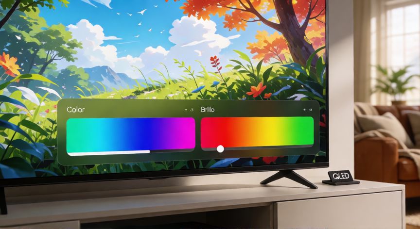 que tecnologia es mejor 4k o qled, Pantalla de televisión mostrando colores vivos y brillo mejorado por tecnología QLED