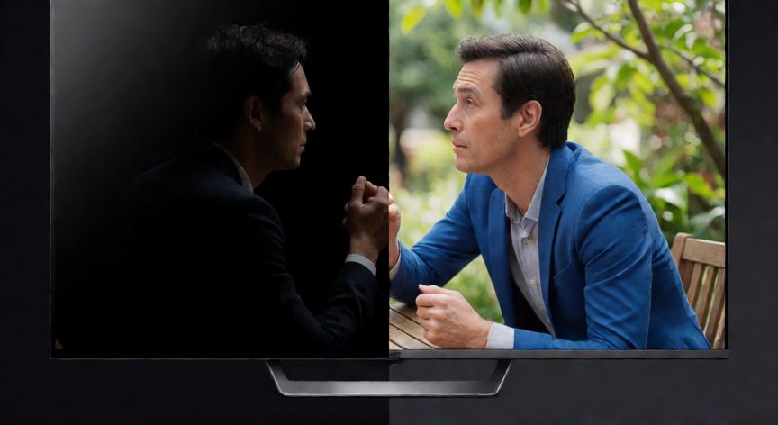 Comparación visual entre pantalla OLED y QLED mostrando diferencias en brillo y contraste