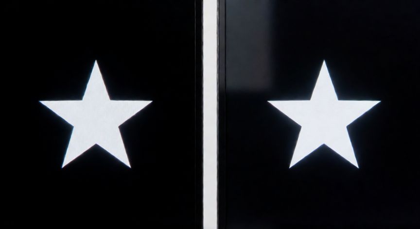 Comparación visual de contraste entre pantalla OLED y QNED mostrando diferencias en negros