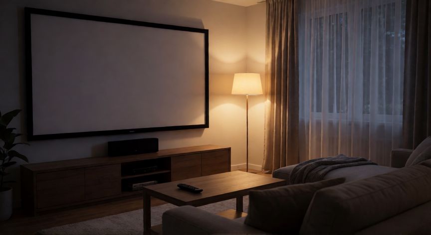 que tecnologia es mejor qled o crystal uhd, Sala de cine en casa con televisor grande para disfrutar de contenido HDR