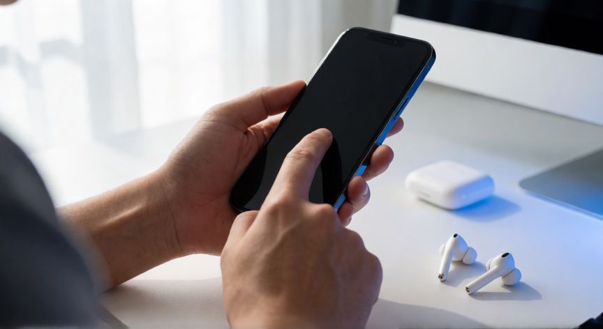 que tecnologia inalambrica utiliza un proceso de emparejamiento, Persona emparejando unos auriculares inalambricos con un smartphone mediante Bluetooth