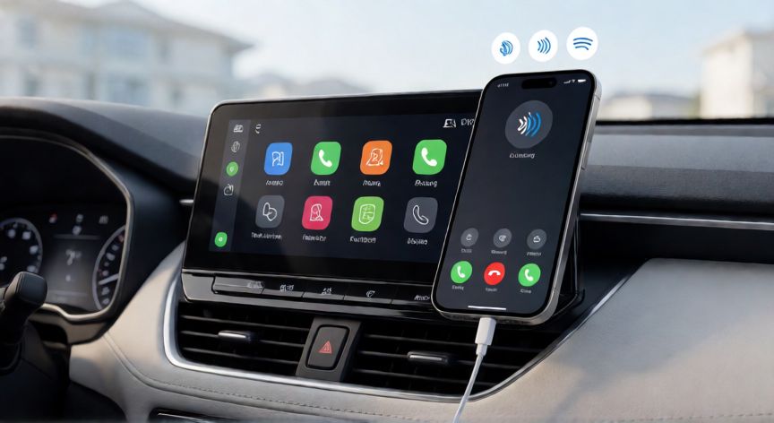 que tecnologia permite que un telefono movil se use como dispositivo manos libres, Smartphone conectado por Bluetooth a un sistema de manos libres en el coche