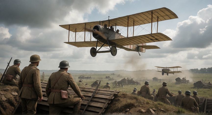 que tecnologia se uso en la primera guerra mundial, Aviación de reconocimiento sobre un frente de la Primera Guerra Mundial