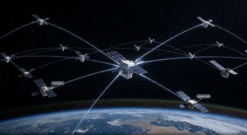 que tecnologia usa starlink, constelación de satélites Starlink en órbita baja conectados por enlaces láser