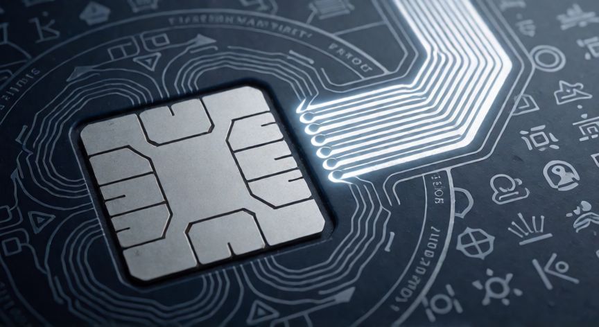 que tecnologia usan las tarjetas contactless, Chip y bobina de una tarjeta contactless con elementos de seguridad