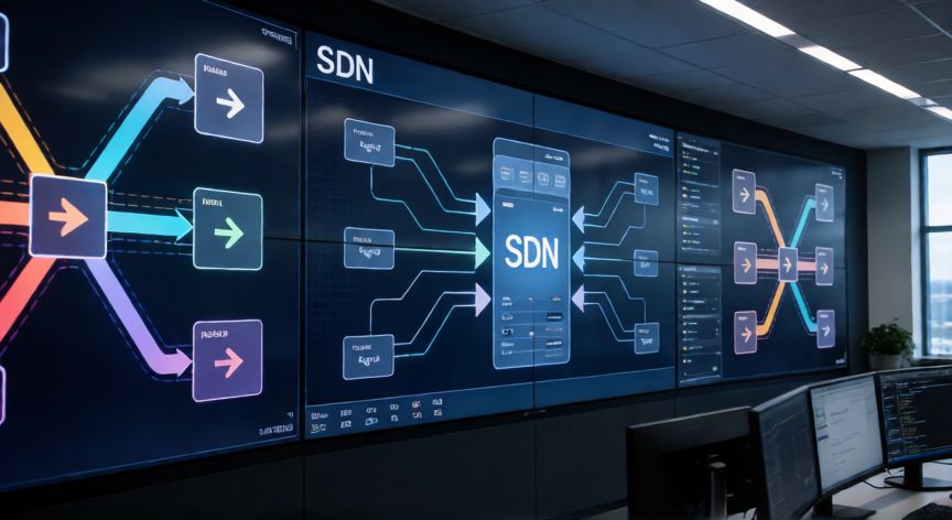 que tecnologia virtualiza el plano de control de red, Centro de operaciones de red con visualización de SDN y plano de control virtualizado