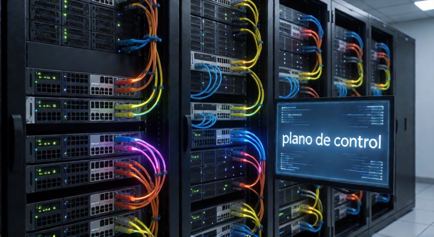 que tecnologia virtualiza el plano de control de red, Centro de datos con conmutadores y visualización del plano de control de red