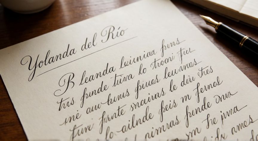 sabia que no cambiarías yolanda del rio letra, Carta manuscrita con la frase Yolanda del Río al margen