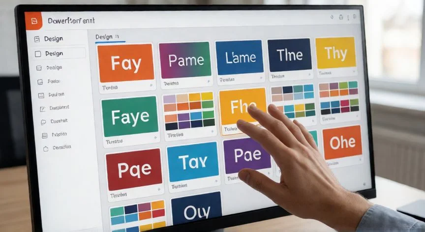 temas en powerpoint gratis, Pantalla de PowerPoint mostrando la galería de temas gratuitos en la pestaña Diseño