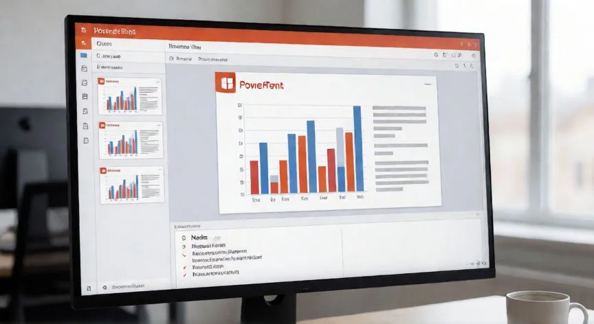Pantalla de PowerPoint en Vista Normal mostrando una diapositiva con panel de miniaturas