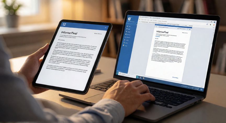transformar en word un pdf, Persona abriendo un PDF en Microsoft Word para convertirlo a documento editable