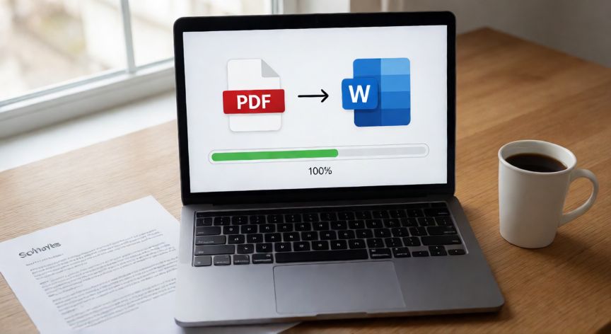 transformar en word un pdf, Pantalla mostrando la conversión de un archivo PDF a formato Word en tiempo real