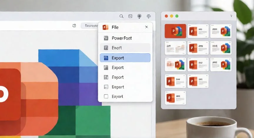 Vista de la ventana de exportar a JPEG en Microsoft PowerPoint con la carpeta de imágenes generada