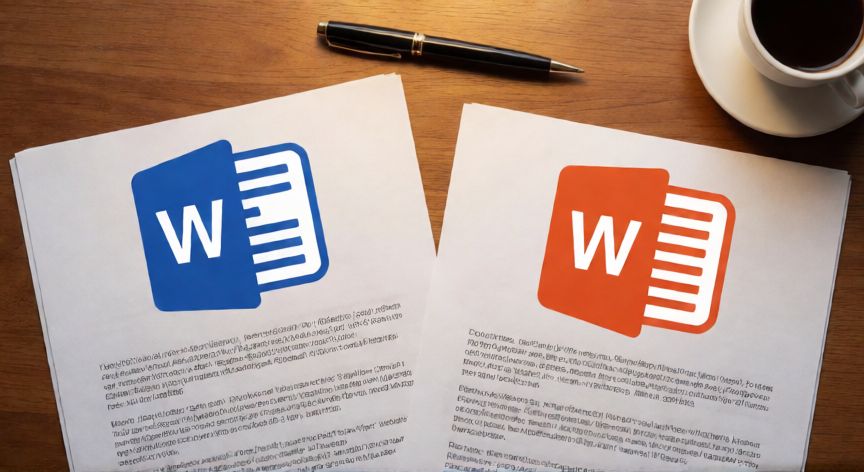 word en libreoffice, Documentos de Word y LibreOffice lado a lado sobre un escritorio de madera