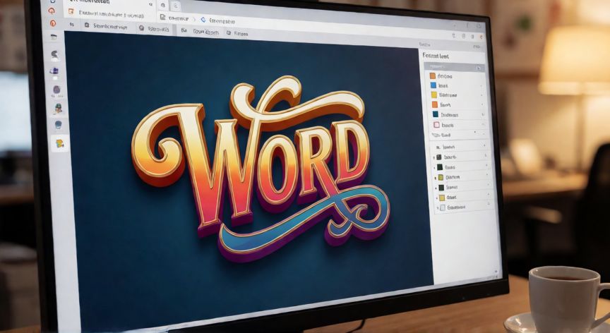 wordart en powerpoint 365, WordArt con bisel 3D y degradado en una diapositiva de PowerPoint con el panel de formato de texto visible